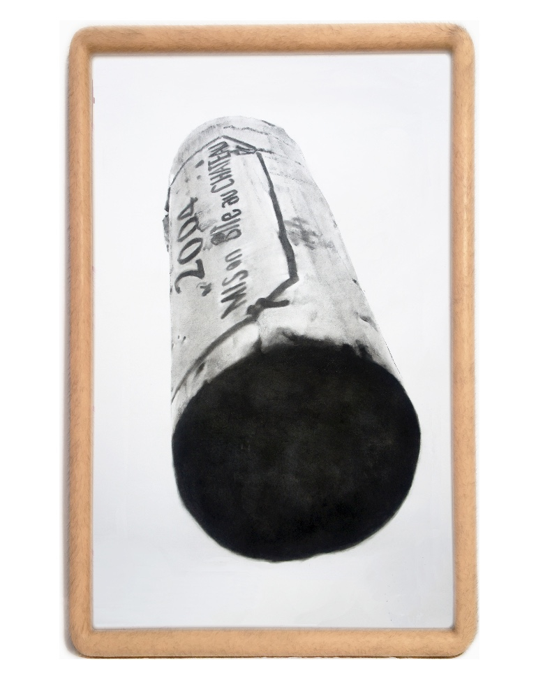 Object No. 4, 2016. Silica gel frame with implanted hair, charcoal on paper. 160x110x12 cm